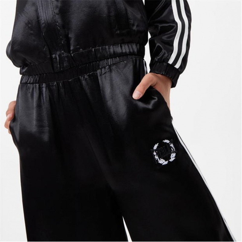 Black Everlast Satin Wide Leg Women's Sweatpants & Joggers | 86491VEKZ