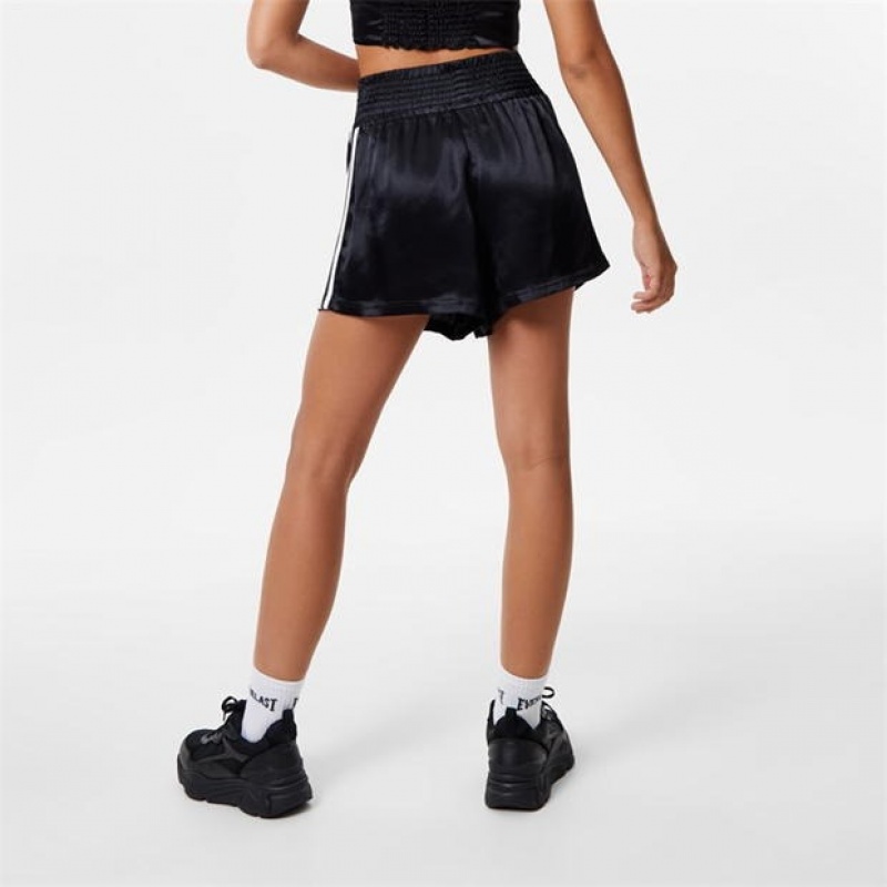 Black Everlast Satin Women's Shorts | 43021PWFQ