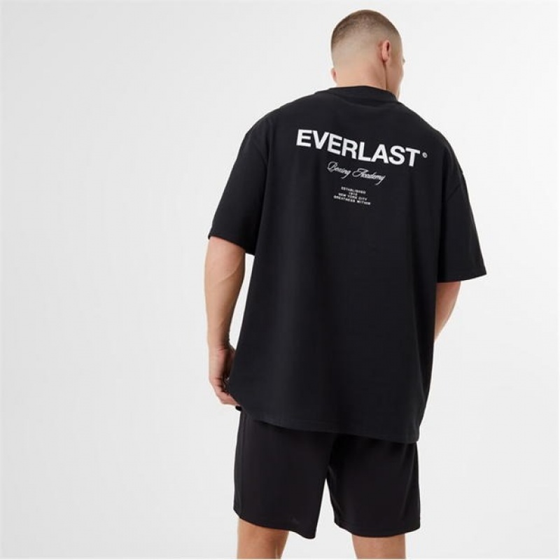 Black Everlast Script Men's T-Shirt | 58674FABS