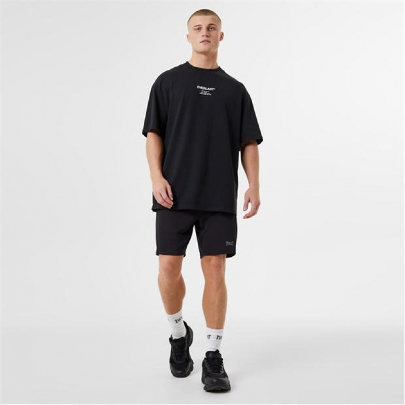 Black Everlast Script Men's T-Shirt | 58674FABS