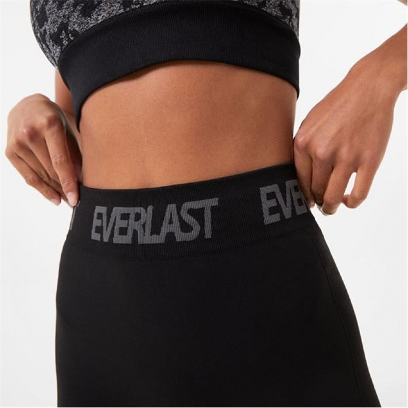 Black Everlast Seamless 3 Inch Women's Shorts | 62837DPXJ