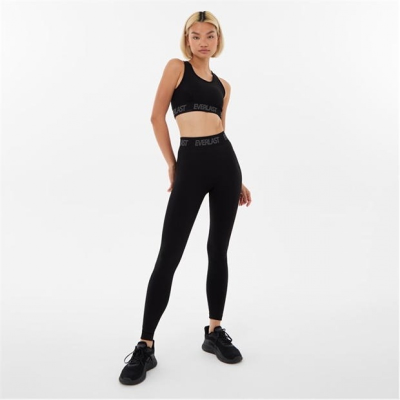 Black Everlast Seamless Highwaisted Women's Legging | 51234OEPM