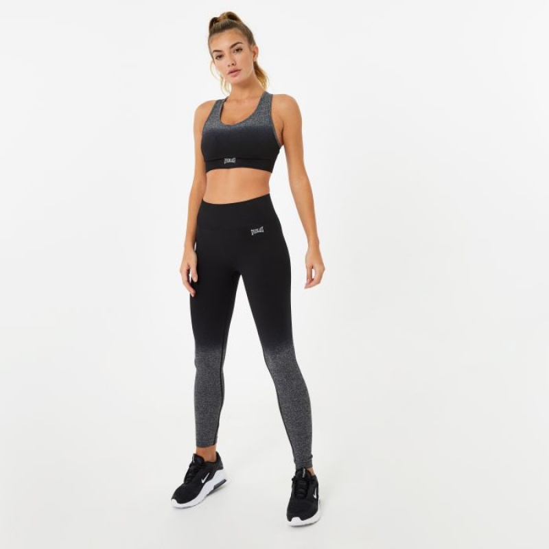 Black Everlast Seamless Ombre Crop Women's Sports Bra | 02476AQHY