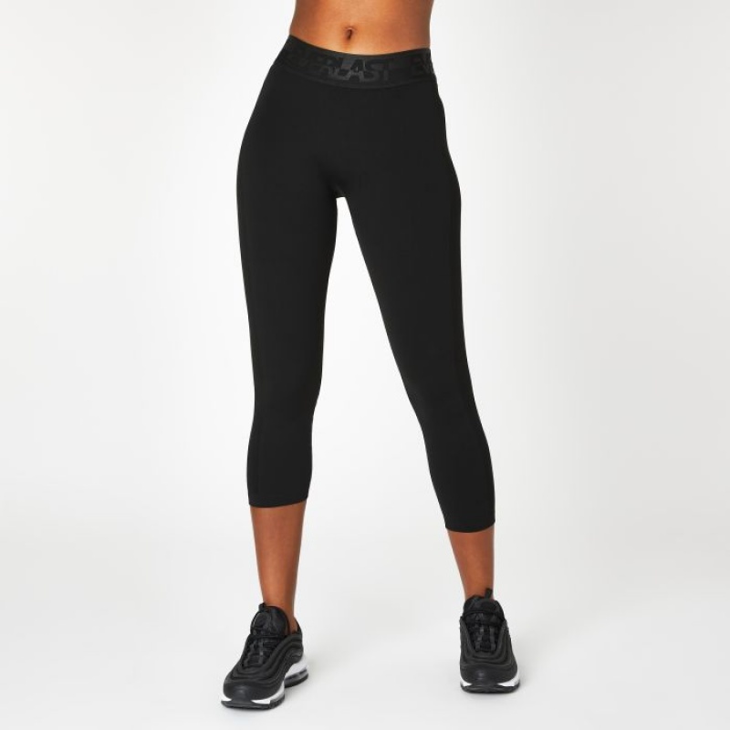 Black Everlast Seamless Paneled Capri Women\'s Legging | 52896BSEL