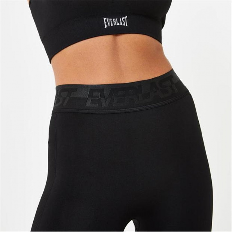 Black Everlast Seamless Panelled Capri Women's Legging | 42907MTOX