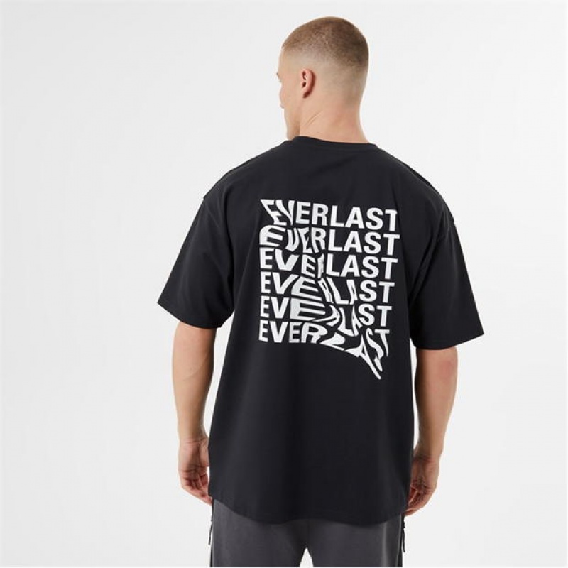 Black Everlast Spiral Graphic Men's T-Shirt | 70863LDHQ