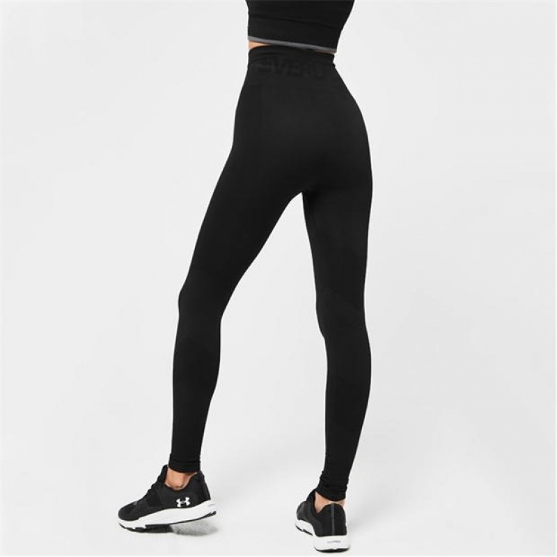 Black Everlast Super High Waisted Racer Women's Legging | 63075WFHR