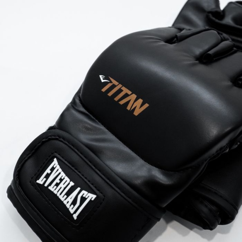 Black Everlast Titan Unisex MMA Gloves | 71308GQBH