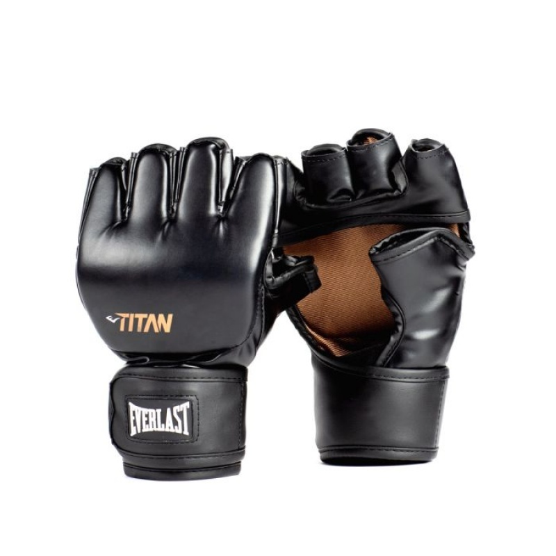 Black Everlast Titan Unisex MMA Gloves | 71308GQBH