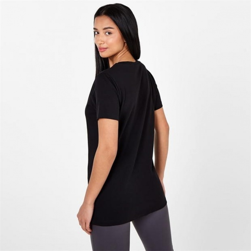 Black Everlast V Neck Women's T-Shirt | 90428CFJR