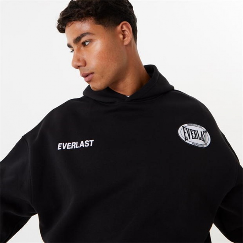 Black Everlast Warp Graphic Overhead Men's Hoodie | 34876JFVM