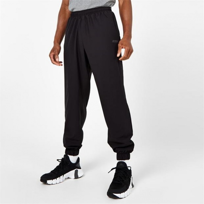 Black Everlast Woven Track Men's Sweatpants & Joggers | 08915FZQI