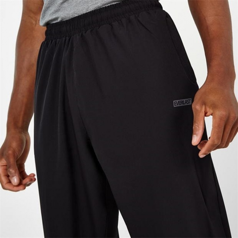 Black Everlast Woven Track Men's Sweatpants & Joggers | 08915FZQI