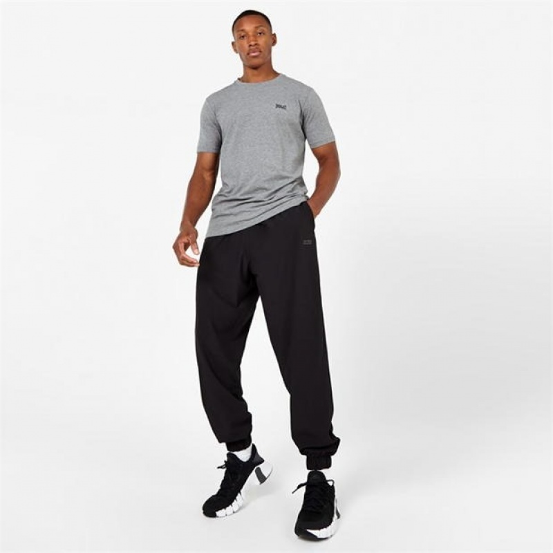 Black Everlast Woven Track Men\'s Sweatpants & Joggers | 08915FZQI