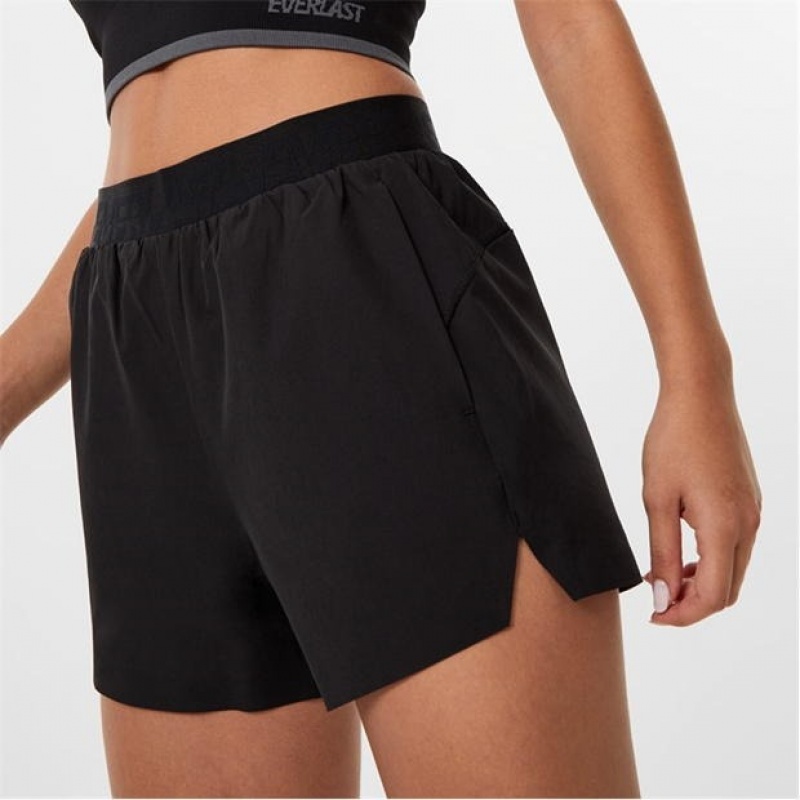 Black Everlast Woven Women's Shorts | 12734KDXY