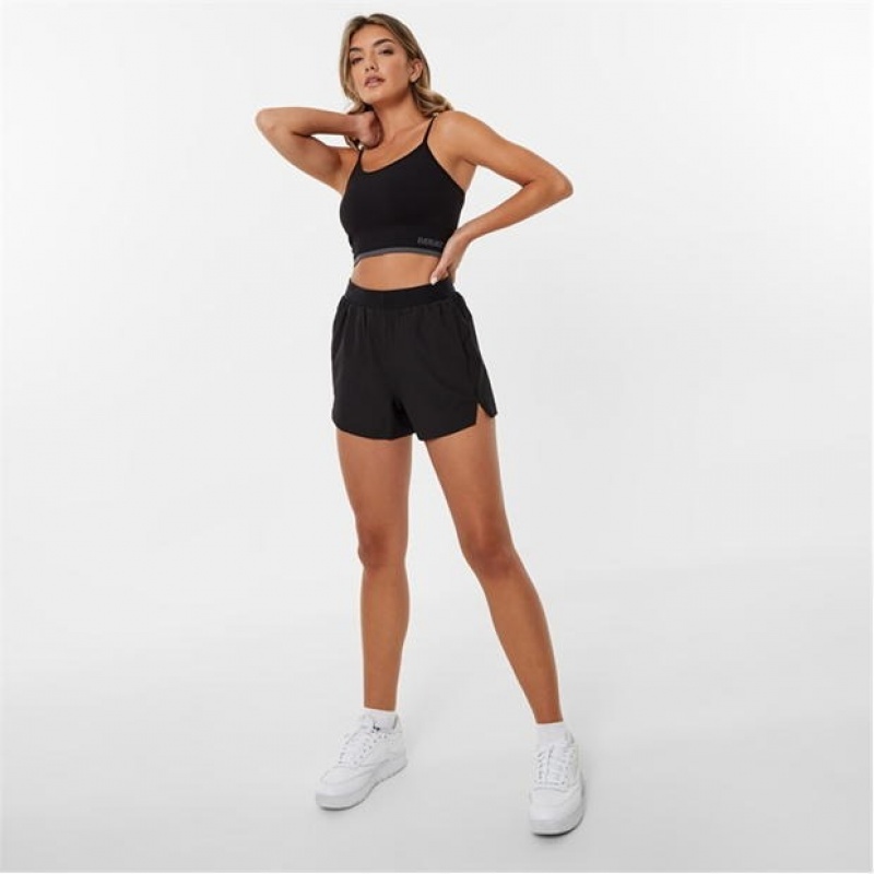 Black Everlast Woven Women's Shorts | 12734KDXY