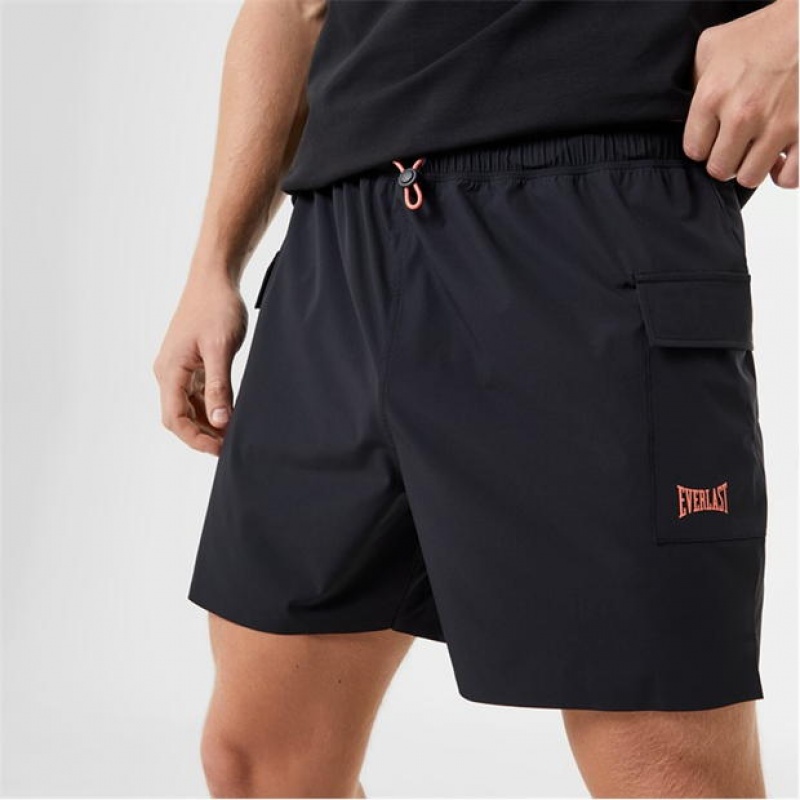 Black Everlast X Cargo Men's Shorts | 86472WEAX