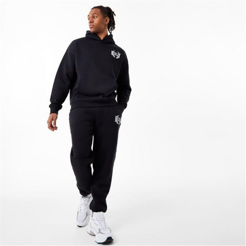 Black Everlast X Laurel Men's Sweatpants & Joggers | 76480LSJU