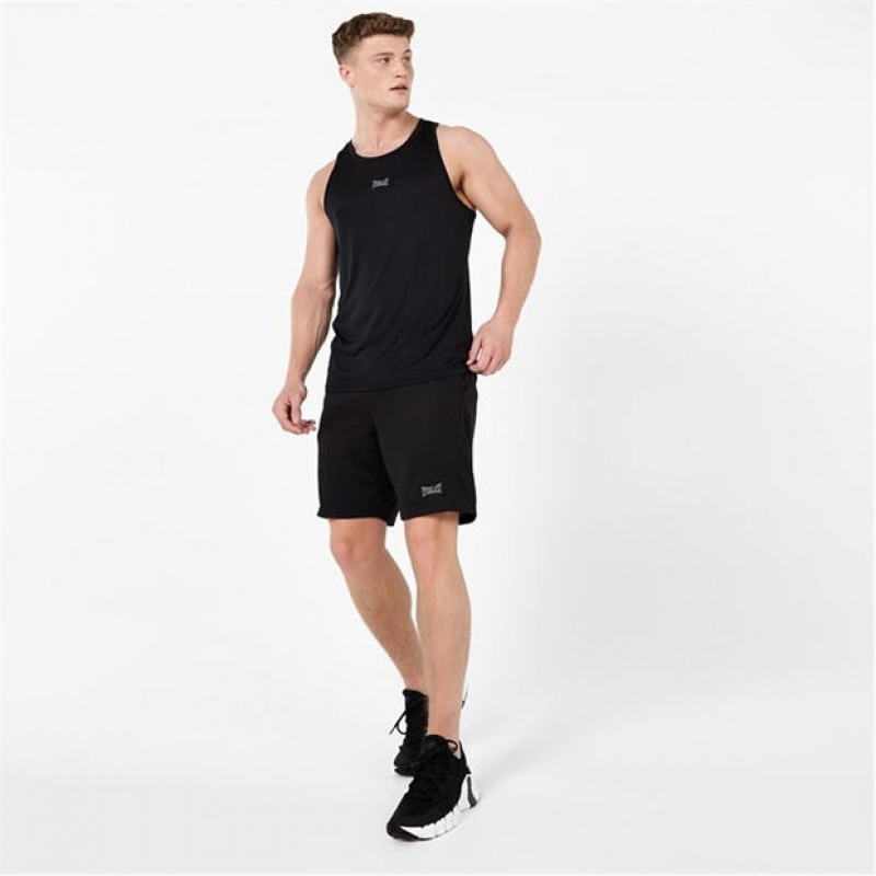 Black Everlast X Poly Men's Tank Top | 84217AHDV