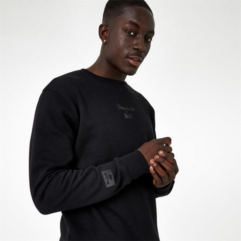 Black Everlast X Yiannimize Crew Neck Men's Sweatshirt | 30182MXOE