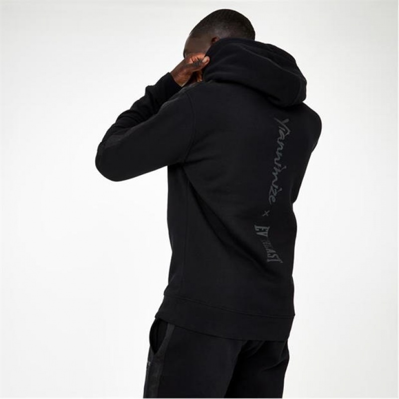 Black Everlast X Yiannimize Overhead Taped Men's Hoodie | 75190VHJG