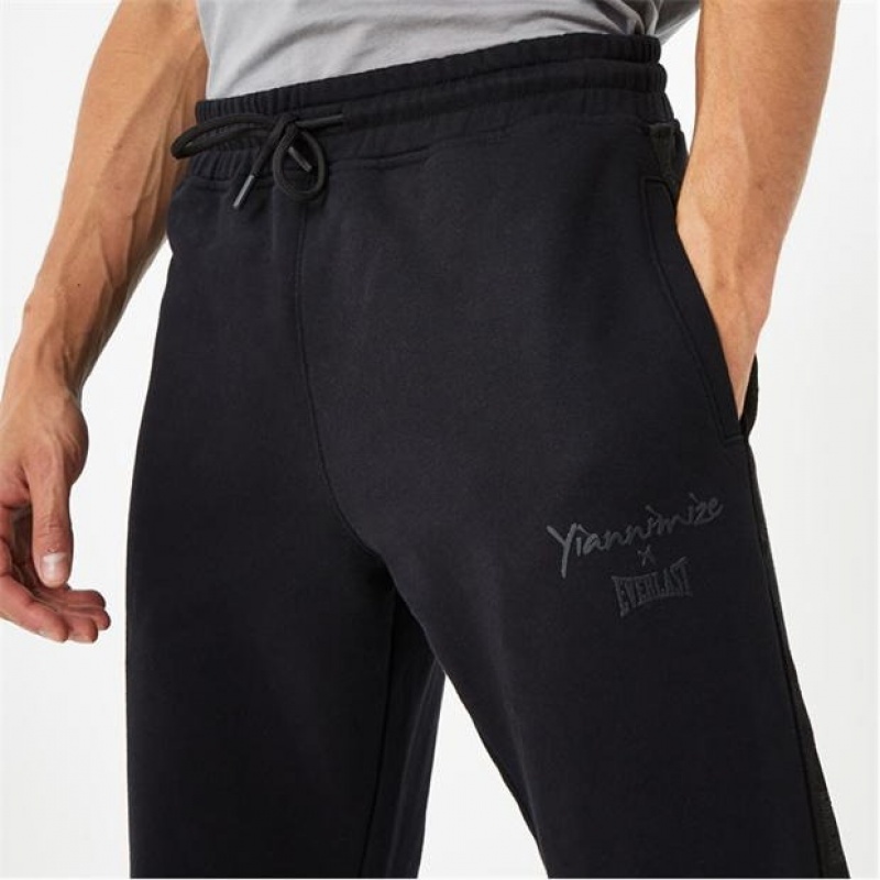 Black Everlast X Yiannimize Taped Men's Sweatpants & Joggers | 20948EJIY