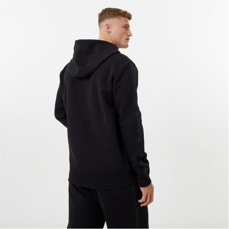 Black Everlast Zip Men's Hoodie | 05389KPRB