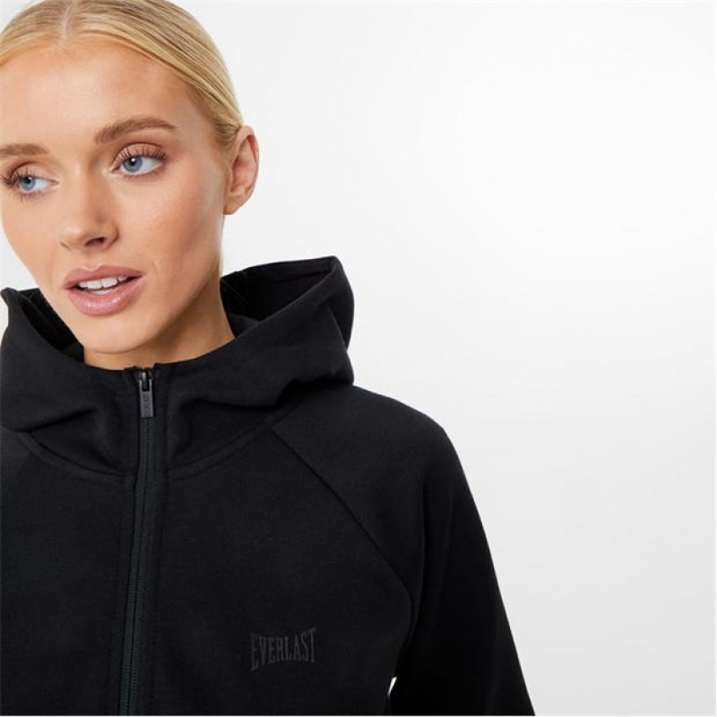 Black Everlast Zip Women's Hoodie | 59841FJZT