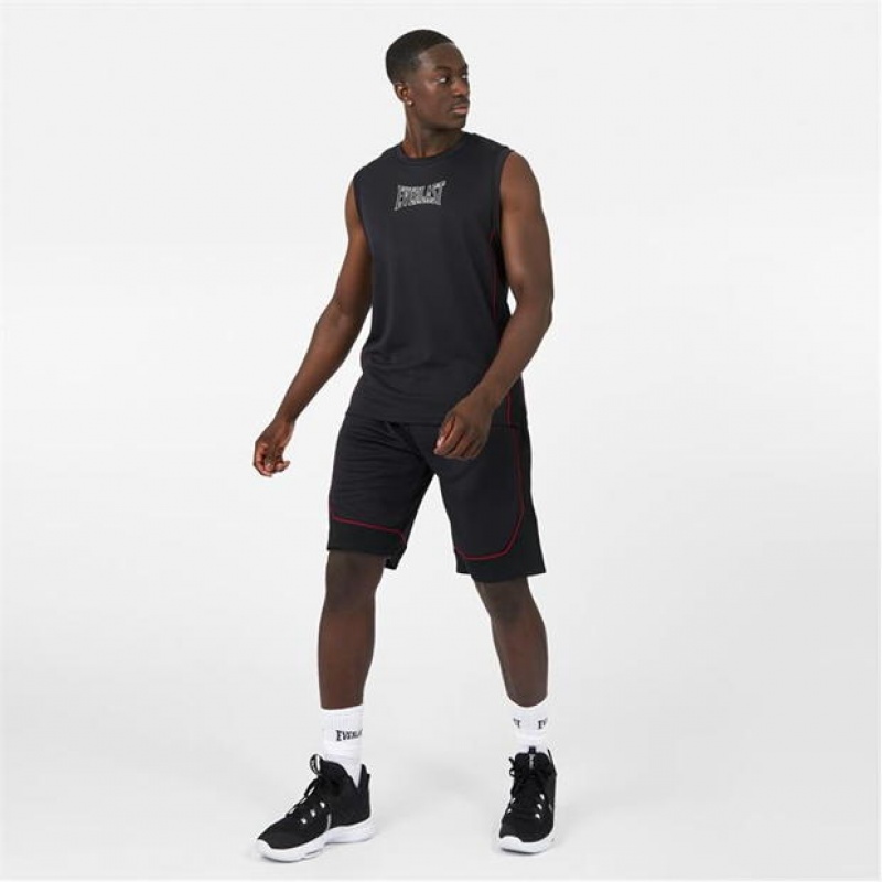 Black Red Everlast Basketball Men's Shorts | 35268LYBP