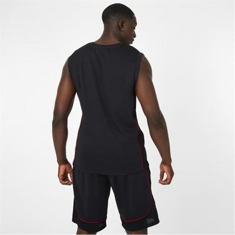 Black Red Everlast Men's Baketball Jersey | 73564LPDW