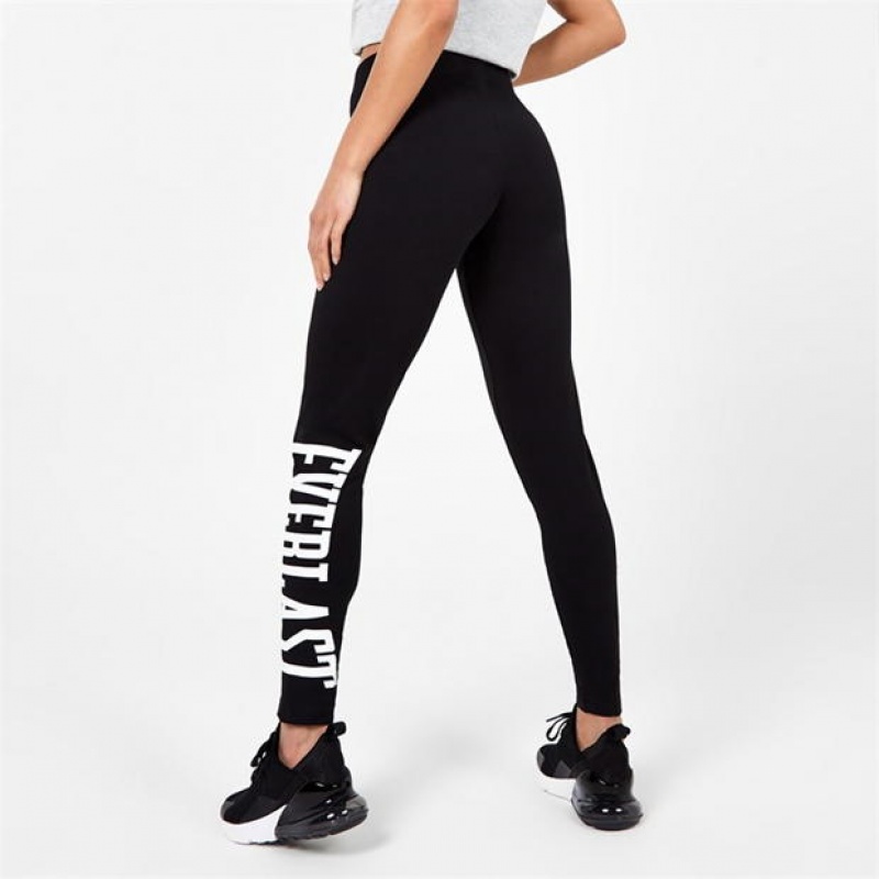 Black White Everlast Large Logo Women's Legging | 64289ZEFS