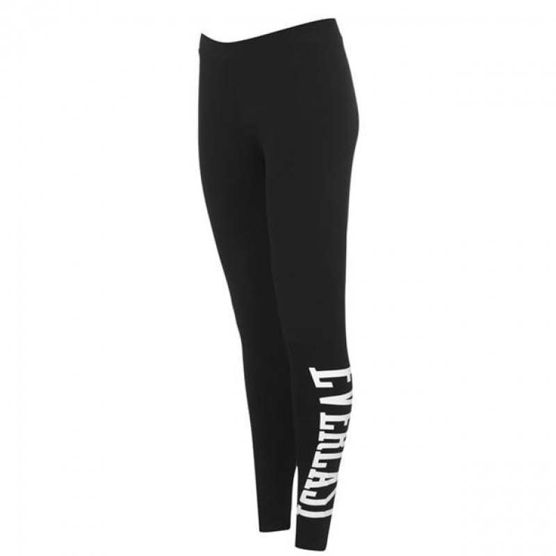 Black White Everlast Large Logo Women's Legging | 64289ZEFS