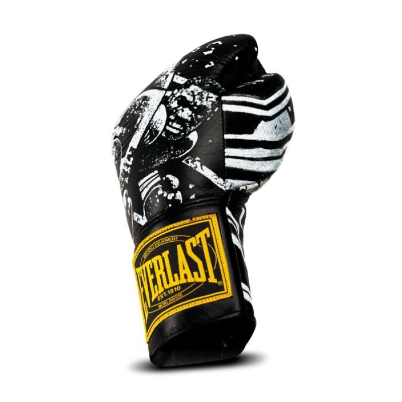 Black White Everlast Limited Edition! X GianGalang Powerlock Fight Unisex Boxing Gloves | 72108EILG