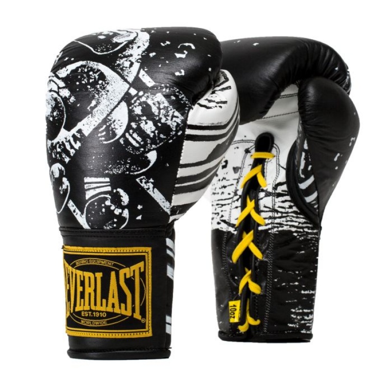 Black White Everlast Limited Edition! X GianGalang Powerlock Fight Unisex Boxing Gloves | 72108EILG