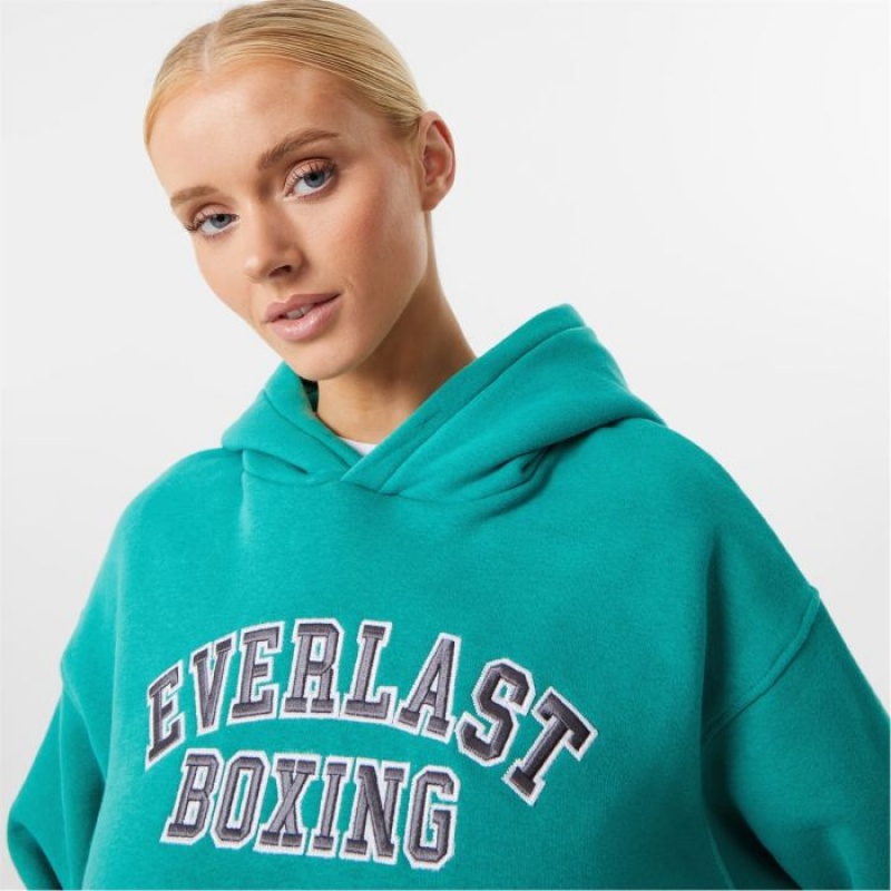 Blue Everlast Boxing Cropped Women's Hoodie | 68925HUDX