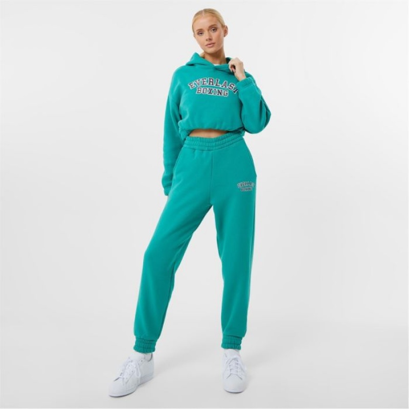 Blue Everlast Boxing Cropped Women's Hoodie | 68925HUDX