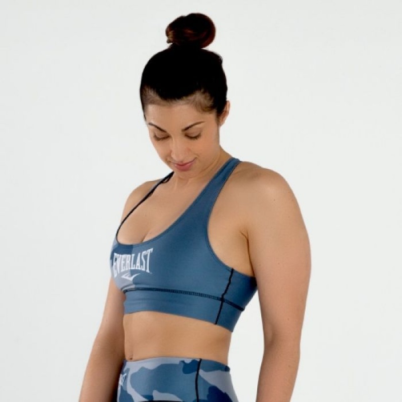 Blue Everlast Colorplay Women's Sports Bra | 82765JRKO