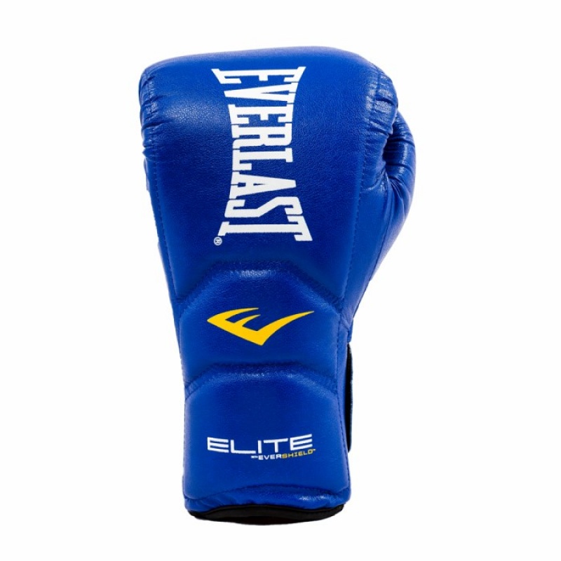 Blue Everlast Elite Hook & Loop Training Unisex Boxing Gloves | 03147QFOJ