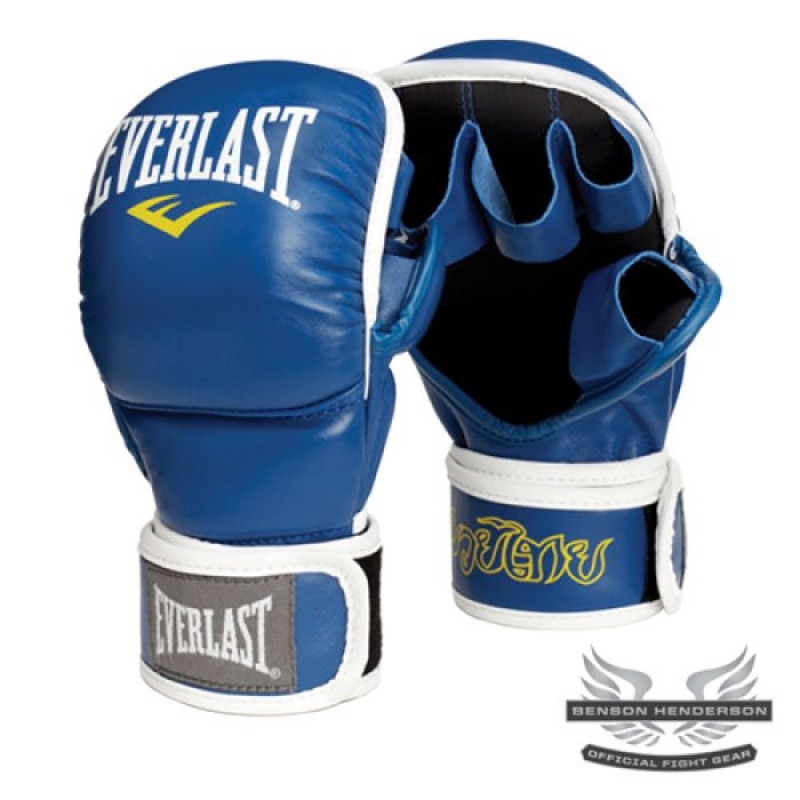 Blue Everlast Elite Muay Thai Striking Pro Unisex MMA Gloves | 67825ZUDK