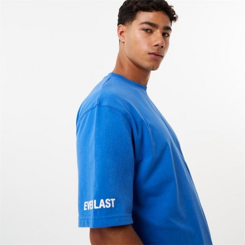 Blue Everlast Elite Warp Graphic Men's T-Shirt | 26013HQET