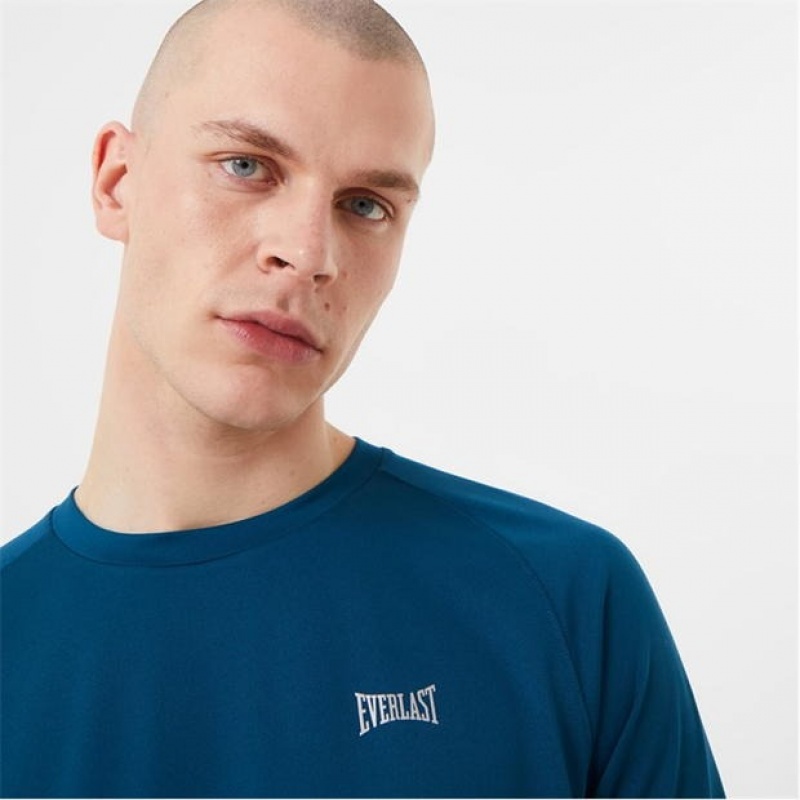 Blue Everlast Essential Poly Men's T-Shirt | 29163ITZJ