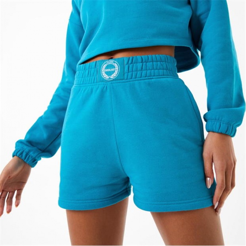 Blue Everlast Fleece X Women's Shorts | 91703ASHB