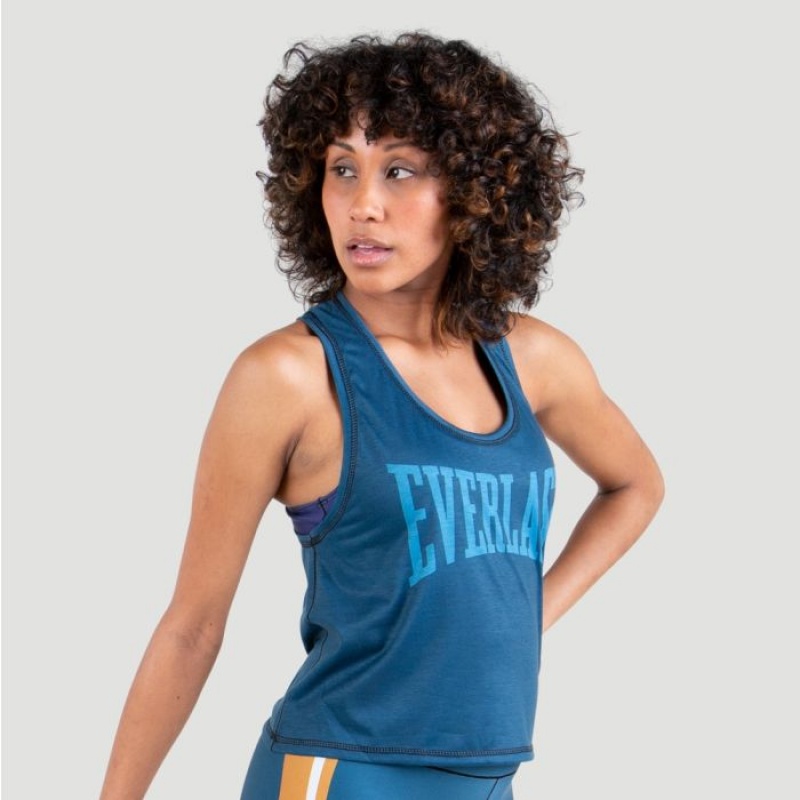 Blue Everlast Logo Colorplay Crop Women's Tank Top | 89152HAOU