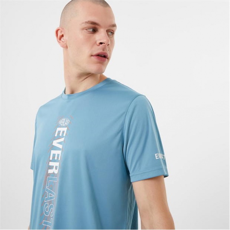 Blue Everlast Logo Vent Men's T-Shirt | 79850DHSY