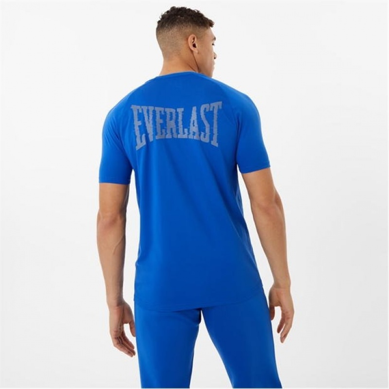 Blue Everlast Longline Training Men's T-Shirt | 62401TFXM