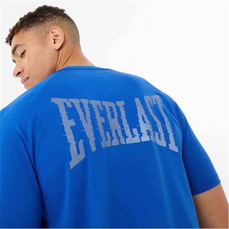 Blue Everlast Longline Training Men's T-Shirt | 62401TFXM