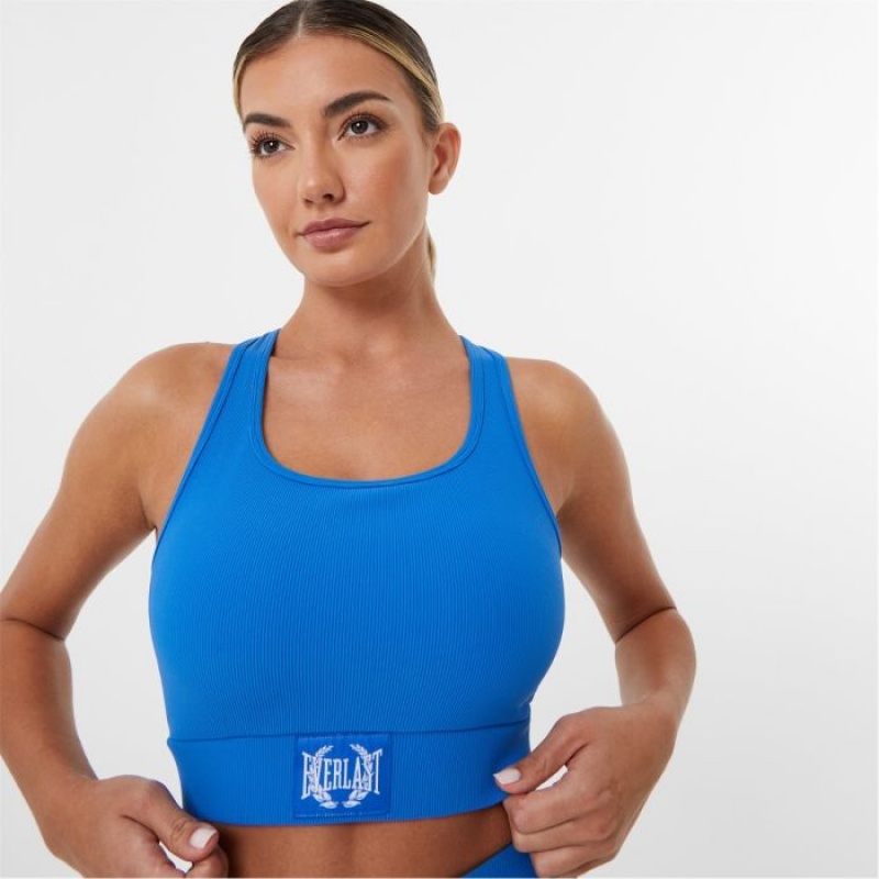 Blue Everlast Overdyed Women's Sports Bra | 90543KLAB