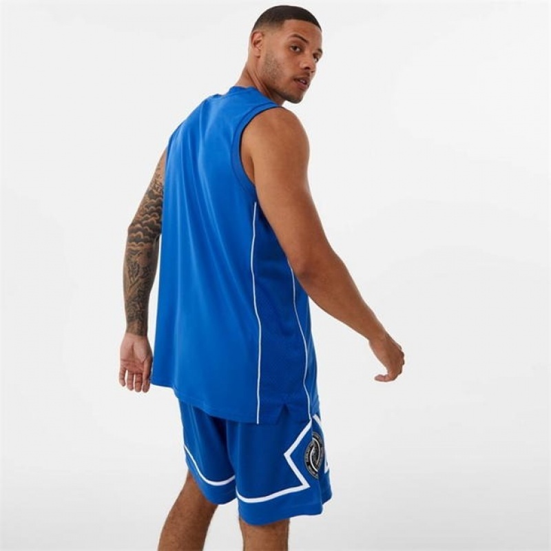 Blue Everlast Panel Men's Baketball Jersey | 24936FLVU