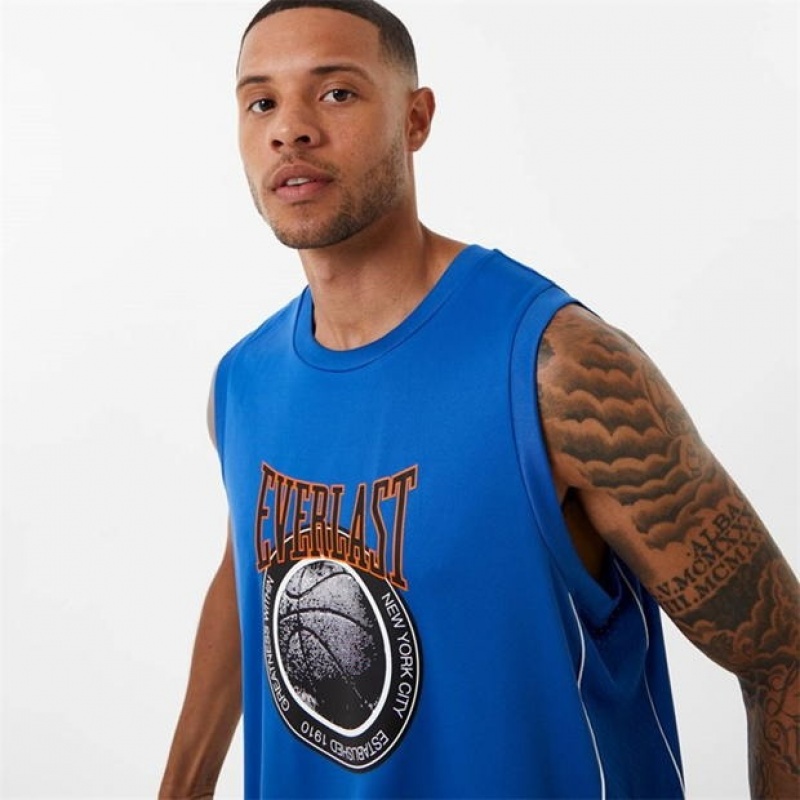 Blue Everlast Panel Men's Baketball Jersey | 24936FLVU