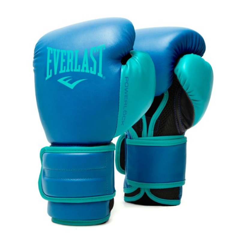 Blue Everlast Powerlock2 Training Unisex Boxing Gloves | 81205KNFW